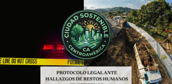 Terrenos en construcción y banda de policiales junto a logo de Ciudad Sostenible