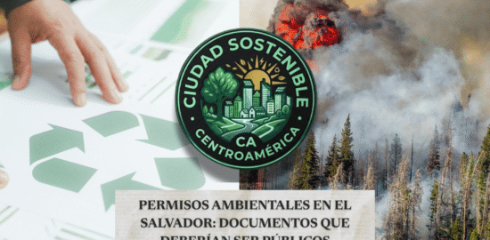 Bosque quemandosé y una mano sobre logo de reciclaje