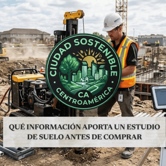 Técnico realizando un estudio de suelo en un terreno destinado a construcción Nuevo Cuscatlan