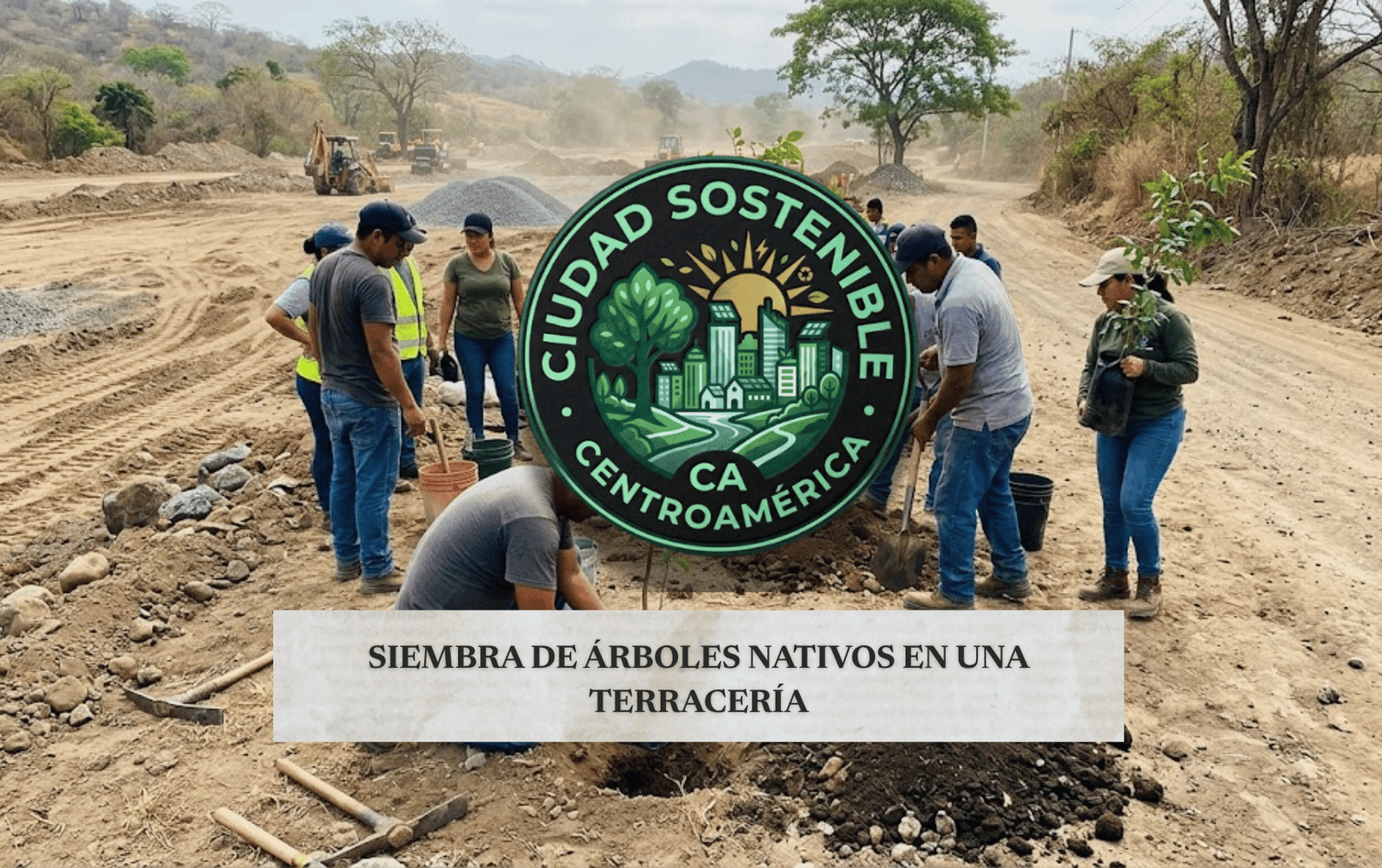 Siembra de árboles nativos como maquilishuat en una zona en recuperación