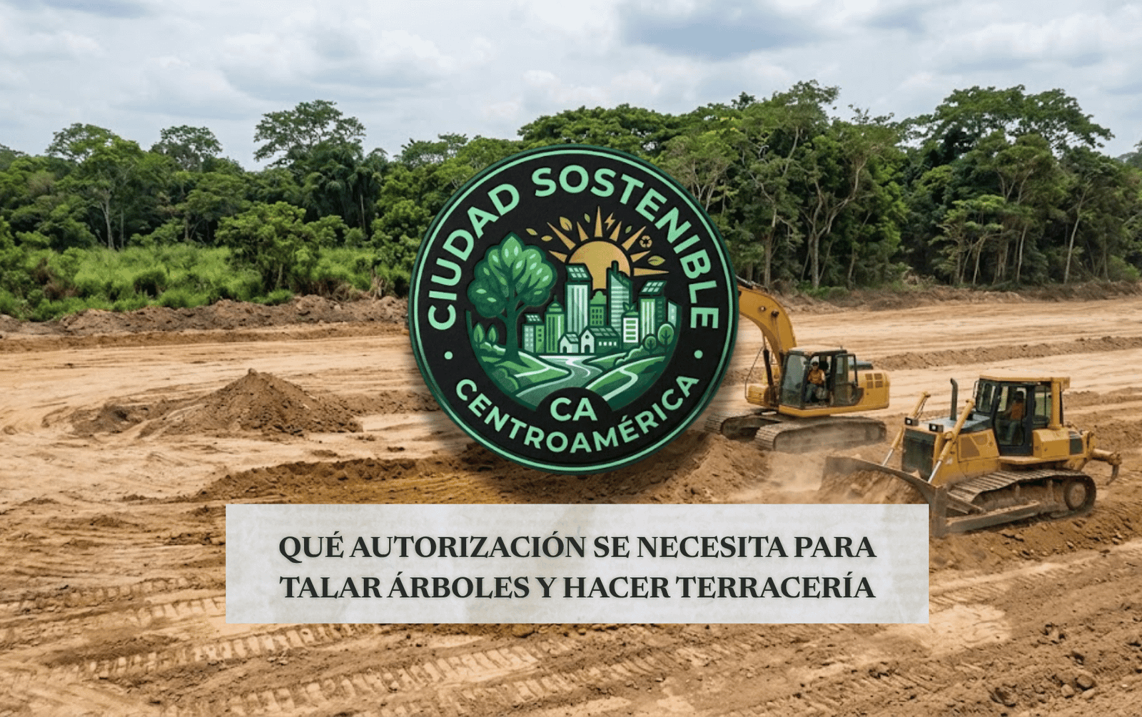Maquinaria de terracería trabajando sobre un terreno con árboles al fondo